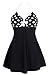 Aleumdr Women's Pin Up Swimsuit Vintage Halter Cover Up SwimSkirt, XX-Large, Black&White Dot,Black