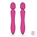 Wand Vibrator | Vibrating Dildo | Masturbator by Something Sexy, Dual Tip Motor with 3 Speed, 7 Unique Powerful Vibrating Selections Per Tip, Unique Antibacterial Silicone, USB Rechargeable Super Pink