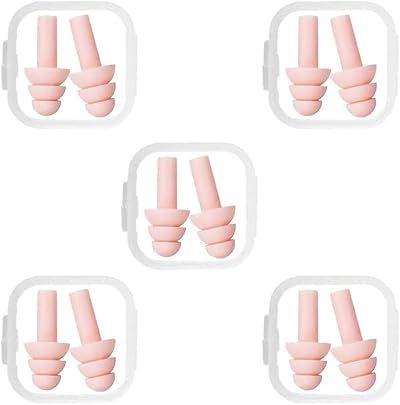 CCLKHY 5 Pairs Reusable Silicone Ear Plugs Noise Cancelling Sleep Swim Study