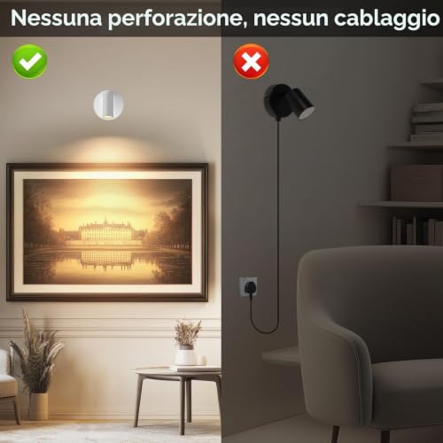 TaoFiaCo 2 x LED Rechargeable Indoor Wall Spotlights, White, Pack of 2 | USB Wall Light with Remote Control, 3 Colours, Wireless LED Spotlight for Lighting of Pictures Plants Bedroom