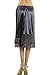 [Shop Lev] Women's Long Double Lace Satin Skirt Extender / Half Slip (LARGE, CHARCOAL)
