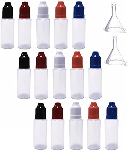 (15 Pack, 20ml) LDPE Dropper Bottle Funnel Eliquid Applicator Squeeze Dropping Bottle with Thin Tip