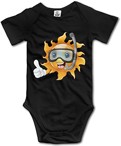 Diving Sun Short Sleeve Printed Newborn Baby Jumpsuit Outfits Black