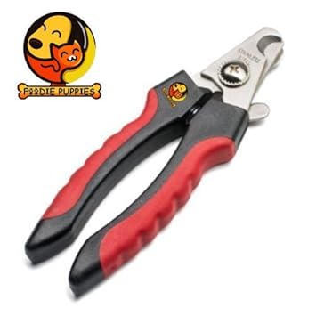 Foodie Puppies Stainless Steel Dog/Cat Toe Nail Clipper Scissor Trimmer & Cutter Grooming Tool + Free Filer - Red