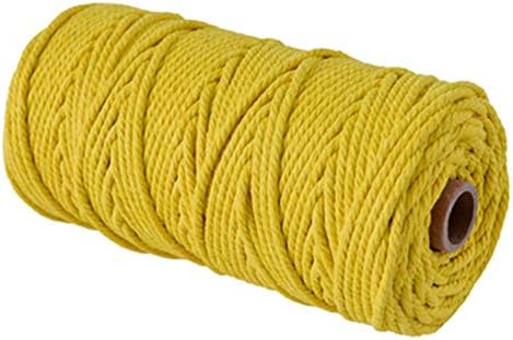 Macrame Cord 3mm 4mm -Black Gray White Cotton Cord -100% Natural Cotton String -Macrame Pattern -Craft Yarn -Rope (Yellow, 4mm)