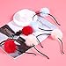 FRCOLOR 3 Pieces Pom Pom Ball Headband With Cat Ears - Cute Furry Red Pompom for Halloween, Christmas Party, Birthday, Cosplay