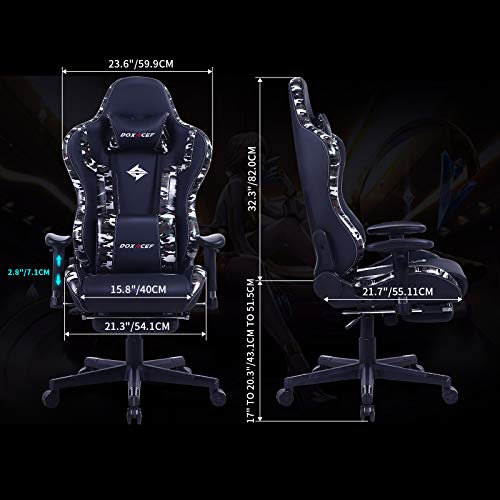 DOXACEF Massage Gaming Chair with Footrest Big and Tall Gaming Chair Ergonomic Leather Swivel Chair PC Computer Video… - Image 3