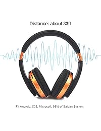 BINBAO Auriculares Bluetooth Hi Fi Estéreo Wireless Auricular Plegable Controller Activo Cancelación de Ruido Micrófono Integrado y Cable con AUX SD Tarjeta Ranura para PC Cell Teléfonos TV