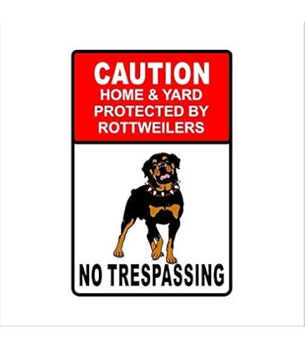 Targa Decorativa In Metallo 30x20 Cm "Warning Beware Of Rottweiler" Stile Vintage