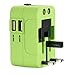 International Travel Power Adapter Kit,Wacye Universal World Power Adapter Converter AC Power Plug Adapter for Europe USA UK AUS Asia (Green,2 USB)