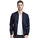 YIDI Men's Casual Classic Slim Bike Motorcycle Coat Outwear Long Sleeve Waterproof Bomber Jacket Dark Blue