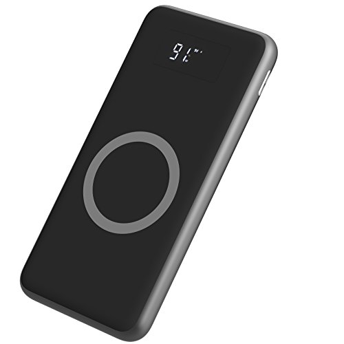 TOZO Quick Charge Wireless Power Bank 12000mAh , LED Digital Display Quick Charge 3.0 44W 2-Port USB +Type C Output for iPhone X / 8 / 8 Plus, iPad , Samsung Galaxy S8 S8+ and More [Black]