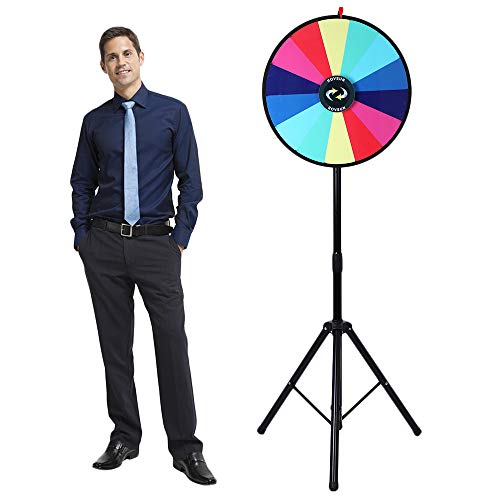 image for ROVSUN 24'' Spinning Prize Wheel w/Iron Folding Tripod Floor Stand,14 