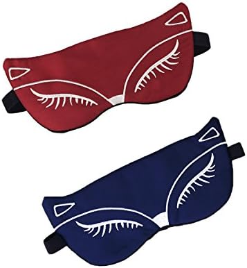 ANMIXIN Little fox Embroidered Blindfold Ice Compress and Hot Compress The Blindfold has the Health Eyecare Ehadingand Relaxation Function that Allows You to get to Sleep More Quickly (Black + red)
