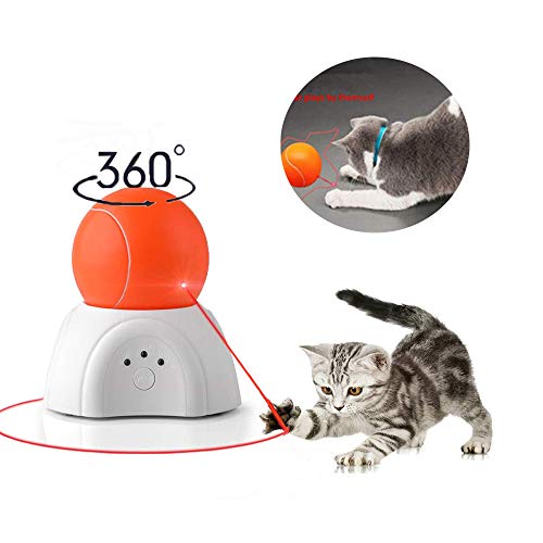 Nice Dream Automatic Cat Toy with LED Light, Cats Interactive Chase Toy for Cats Rotating Catch Training, Adjustable 3 Speeds (Orange Ball) - Thumbnail 7