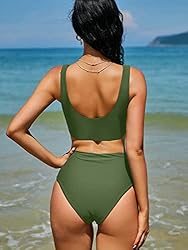 ZAFUL Women's Knotted Front Tankini Set High