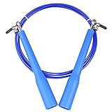 Jump Rope,Speed Adjustable 9ft PVC Coated Steel Cable with Steel Ball Bearing Double Unders Skip Rope Best for Boxing,MMA,WOD,Fitness Cardio Training,Skipping Workout Exercise for Men Women (Blue)