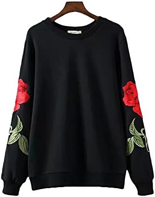 Star Fashion floral black Women Sweatshirt Hoodies (S)