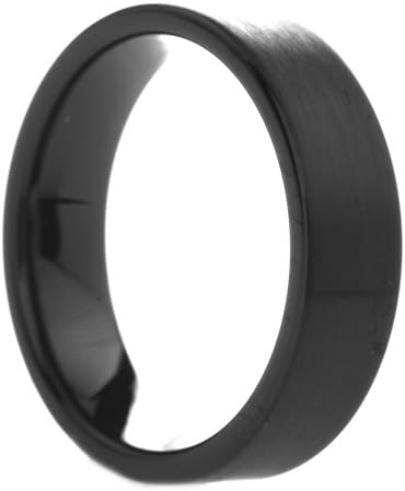 6 mm Mens Brushed Pipe Cut Black Tungsten Ring - Free Engraving, & - Size 4, 4.5, 5, 5.5, 6, 6.5, 7, 7.5, 8, 8.5, 9, 9.5, 10, 10.5, 11, 11.5, 12, 12.5, 13