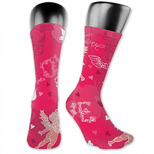Compression Dress Sock - Girls & Women Short Skirt, Shorts, Ball Suit Match Socks - Cupid Pigeon Arrow Hot Pink