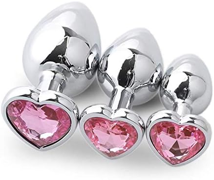 JIMUA TSHIRT Adult ŝe-x Toys 3Pcs/Set Intimate Metal án-al Beads with Crystal Jewelry Heart Bútt Plug Próstātā Mass-Ager ŝe-x Toys for Men Women án-al-Plug,Pink WZDHF
