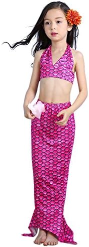 Luckyacution Girl's 3 Pcs Mermaid Tail Swimwear Swimsuit Bikini Bathing Suit