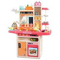 Coedfa Play Kitchen Toy Set with Music Fun Friends Kitchen Sets of Kids Non-Toxic Plastic Toys Realistic Simulation House Playset Accessories for Children Toddlers Boys Girls (27.9x11.2x36.8in)