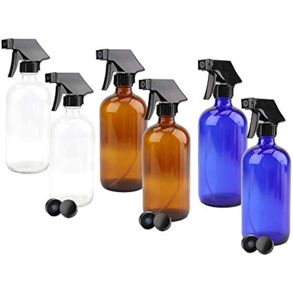 6Pack Empty Refillable 16oz Glass Spray Bottle For Essential Oils