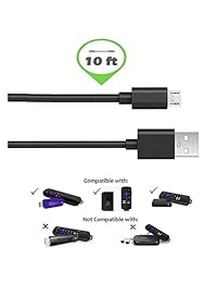 Cable de alimentación USB largo de 9.8 ft para Roku Express, Roku Streaming Stick, Roku Premier, FireTV (sólo cable, adaptador de CA no incluido no compatible con Roku Streaming Stick+ y Ultra)