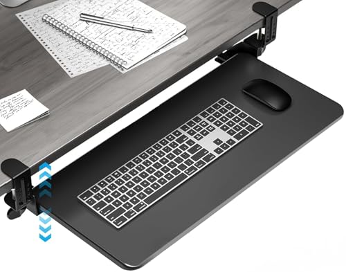 Bandeja de Teclado E Mouse com Grampo C, Suporte para Teclado, Extensor de Mesa, Bandeja de Teclado Deslizante Sob a Mesa