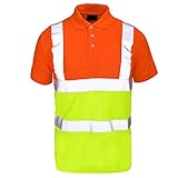 Forever 2 Tone Polo Hi Viz Collar Safety Work Wear Mens Visability T-shirt Top