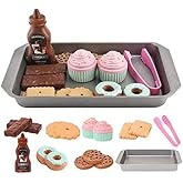 Elitoky Cookie Play Food Set, Play Food for Kids Kitchen - Play Kitchen Accessories - Play Baking Cookies and Cupcakes Plastic Toy Food for Pretend Play, Kids Toddler Childrens Birthday Gifts