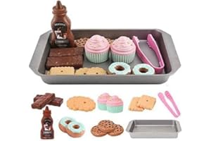 Elitoky Cookie Play Food Set, Play Food for Kids Kitchen - Play Kitchen Accessories - Play Baking Cookies and Cupcakes Plastic Toy Food for Pretend Play, Kids Toddler Childrens Birthday Gifts