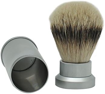 Silvertip Badger Hair Travel Shaving Brush with Frosted Aluminum Tube/Handle