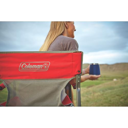 Coleman Outpost Breeze Folding Camping Chair with Cooling Mesh Back, Portable Outdoor Chair Supports up to 300lbs