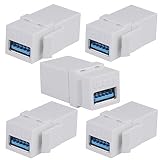 BATIGE 5-Pack USB 3.0 Keystone Jack Female Coupler Insert Snap-in Connector Socket Adapter Port for Wall Plate Outlet Panel