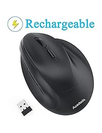 Acedada - Ratón ergonómico vertical inalámbrico (2,4 GHz, 3 botones ajustables 800 1200 1600 DPI, 6 botones, para portátil, PC, ordenador, escritorio, portátil, etc.), color negro