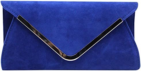 Cckuu Womens Sequins Faux Suede Envelope Clutch Handbag Evening Bag Purse Party(Royal Blue)
