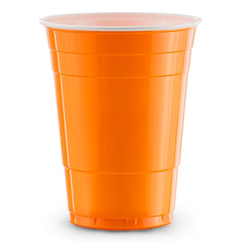 Orange Bechern 100 Cups - Beer Pong Party American Original 500ml - Große Plastik becher Trink Glas Einweg geschirr - mehrere