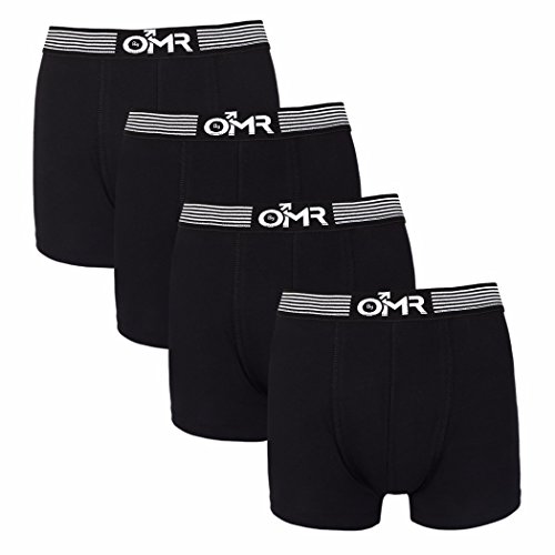 LAETAN Men's 4 Pack Breathable Extra Soft Cotton Boxer Briefs Packs (Medium, Black)