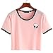 Bestag Striped ET Teen Girls Alien Crop Top Slim Tees Short Sleeve T-Shirt (Pink, Small)