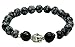 JY Jewelry Unisex Snowflake Obsidian with Silver Buddha Yoga Bracelet