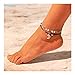Simsly Moon Double Anklets Bracelets Dainty Silver Sequins Summer Beach Foot Chain Jewelry for Women and Girls