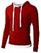Doublju Mens Hood Pull-over with Contrast String