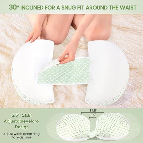 Pregnancy Pillow for Sleeping, Body Pillow for Side Sleeper Adjustable Portable with Removable Washable Cover, Pillow for Pregnant Women Support for Back Hips Legs(Green)