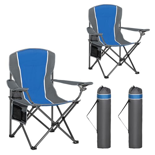HIGH POINT SPORTS Campingstuhl Faltbar bis 160kg Campingsessel Klappstuhl mit Getränkehaltern Faltstuhl Camping Angelstuhl Klappbar (Dunkelblau)