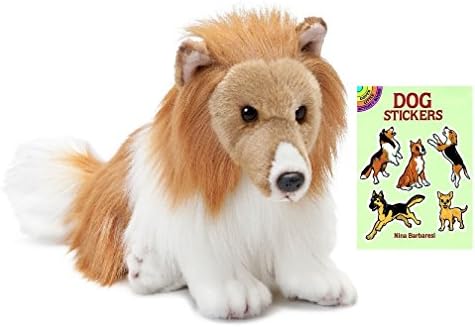 Nat &amp; Jules Shetland Sheepdog Large 11.5" Plush Stuffed Animal with Dog stickers book