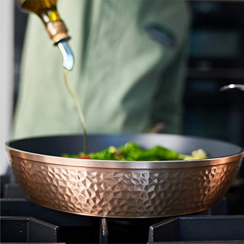 OrGREENiC Rose Hammered Cookware Collection 3 Piece Set with Lids