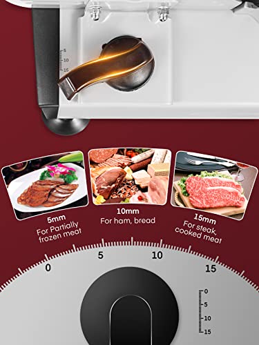 Meat Slicer with 2 * 19cm Blade, Electric Bread Slicer Machine for Home Use 200W, FOHERE Deli Food Cutter, 0-15mm Adjustable Thickness for Cheese, Bread, Include Safety Food Pusher, Silver