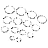 Zysta 2-10pcs Stainless Steel Silver Small Round Tube Endless Hoop Earrings, Hypoallergenic for Cartilage, Nose, Ears, Tragus